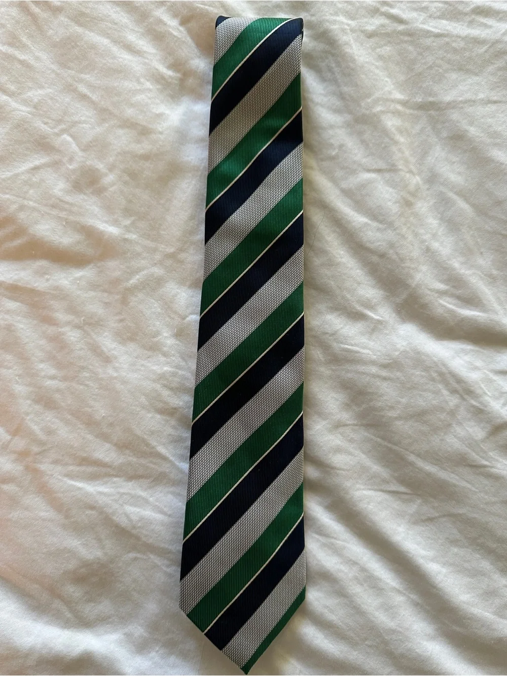 Banana Republic Striped Green, Navy & Gray Men’s Silk Tie
